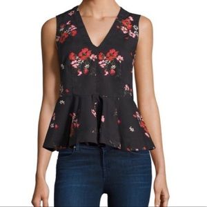 Rebecca Taylor Marguerite Sleeveless Floral Poplin Blouse